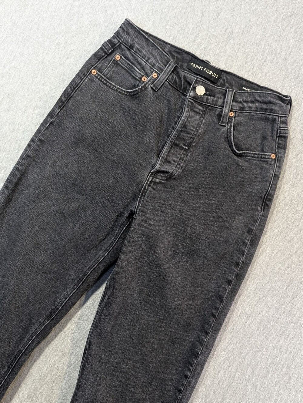 Denim Forum The Arlo High Rise Straight Jeans Women's 25 X 28L Faded Black